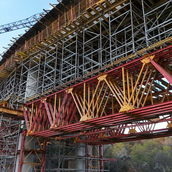 Metal bridge being built