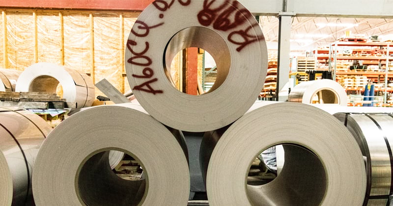 steel coils in a climate controlled warehouse prior to shipment