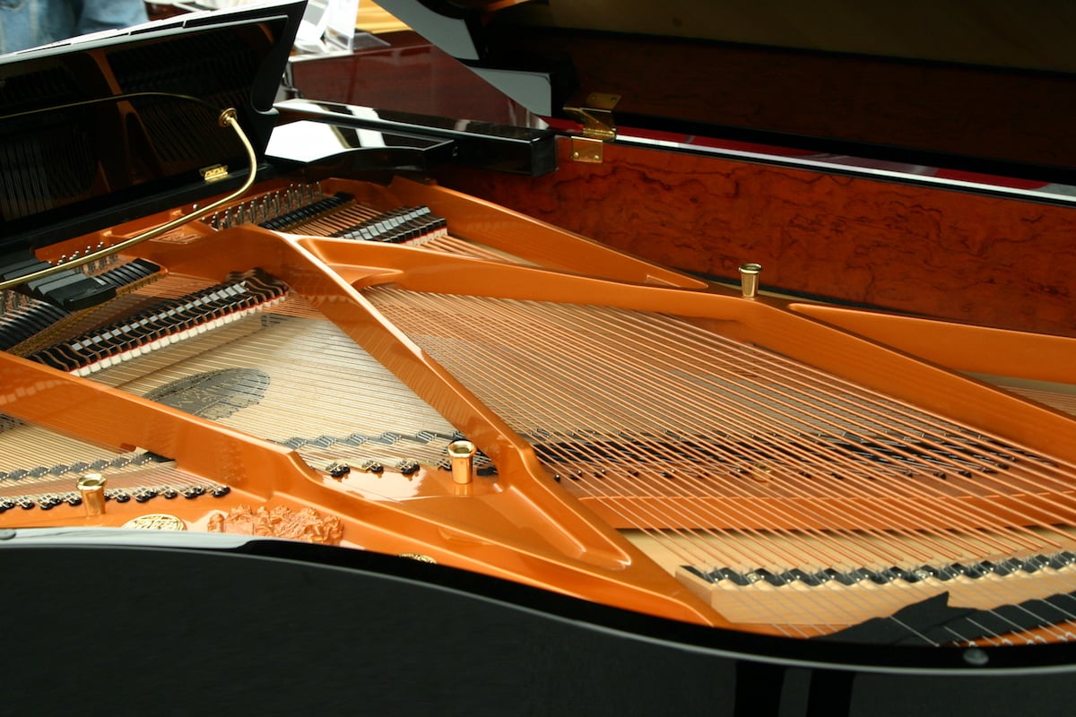 spring steel wires inside of a piano