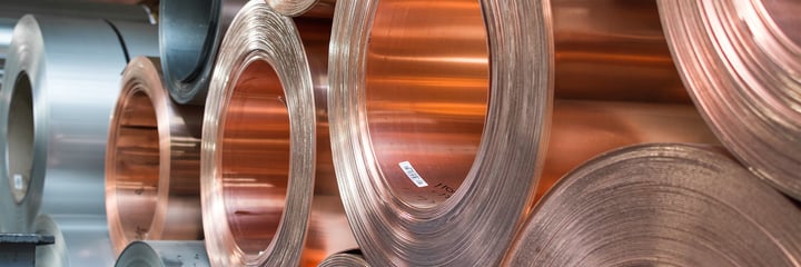 Mead stacked rolls of copper