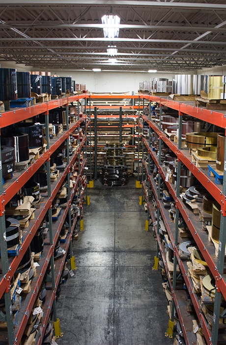 Mead Metals shelving with inventory