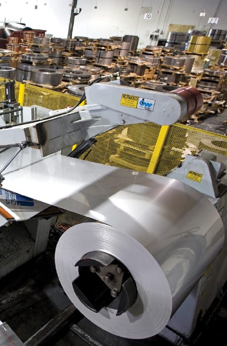 Mead Metals warehouse floor with products in the background