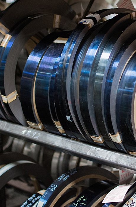 Tempered Spring Steel Coils on Shelf